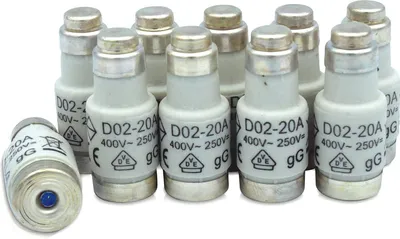 Produktbild von 10er Pack Sicherungen Neozed D02 E18 20A blau