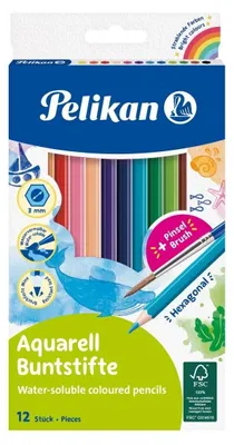 Obrázok produktu pre Pelikan 700672, Čierna, Modrá, Hnedá, Zelená, svetlo modrá, Svetlozelená, Oranžová, Broskyňa, Ružová,..., 12 kusov