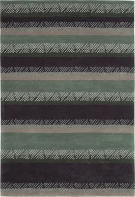 Immagine prodotto di Padiro: Tappeto a pelo corto, elegante, 170 x 240 cm, color verde oliva, motivo a righe moderno, adatto per pavimenti riscaldati, realizzato in modacrilico, poliestere e cotone