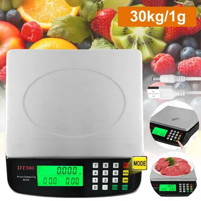 Produktbild von Digitale Küchenwaage 30 kg mit 1-g-Genauigkeit, LCD-Display, Tara- und Zählfunktion, kg/lb/pcs, Edelstahl