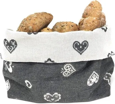 Immagine prodotto di Cestino per il pane doppio in tessuto, grigio, fatto a mano