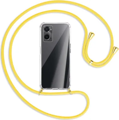Produktbild von Handykette Backcover-Schutzhülle mit Band (Metall goldfarben) für Oppo A76 - gelb