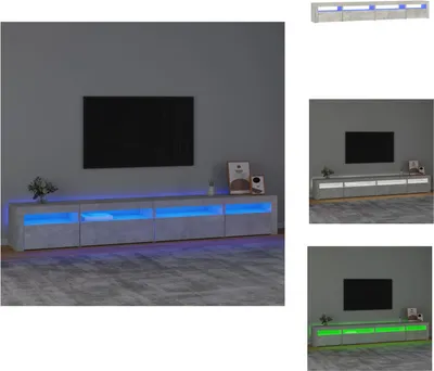 Image de vidaXL Armoire TV avec lampes LED gris béton 270x35x40 cm - Meuble TV