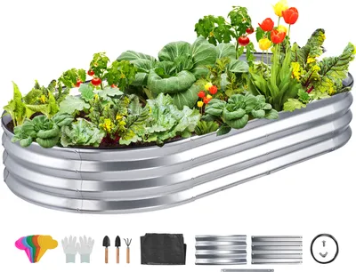 Obrázok produktu pre VEVOR Zvýšený záhon Kovový záhon na zeleninu Box na sadenie 182,5x92,5x28cm Strieborný
