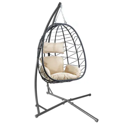Image de Châssis de fauteuil suspendu Châssis de fauteuil suspendu 214cm (sans hamac) jusqu'à 120kg Noir