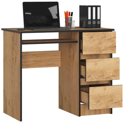 Immagine prodotto di Scrivania da 90 cm con 3 cassetti e ripiano estraibile per tastiera; scrivania per computer, scrivania da lavoro