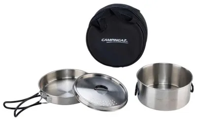 Produktbild von Campingaz Topf-Set Trekking Kit 3-teilig edelstahl 1 Topf+ 1 Deckel+ 1, Edelstahl, Edelstahl, 1 Stück(e), Schwarz