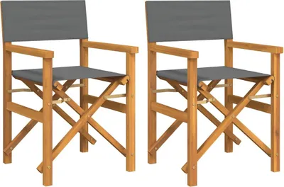 Produktbild von vidaXL Regiestühle 2 Stk. Klappbar Grau Massivholz Teak