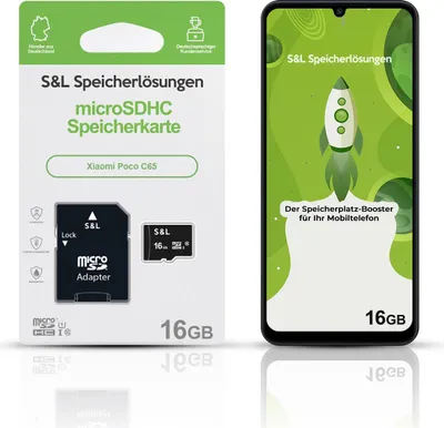 Produktbild von microSD Speicherkarte S&L für Xiaomi Poco C65 - Speicherkapazität: 16 GB