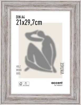 Produktbild von accent by nielsen Holz Bilderrahmen Vintage, 21x29,7 cm (A4), Weiß