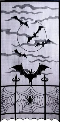 Immagine prodotto di Decorazione per finestra di Halloween Ragnatela di pipistrelli Design gotico per finestre con motivi inquietanti e atmosfera misteriosa Decorazione estiva perfetta per feste spaventose e atmosfera di Halloween 102x213 cm, Colore: nero