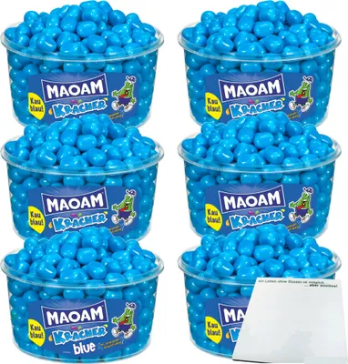 Produktbild von Maoam Kracher Blue 6er Pack (6x 265St, 1200g Dose) + usy Block