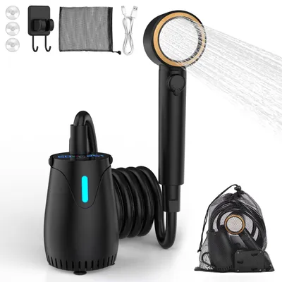 Immagine prodotto di Doccia portatile, nera, leggera, ideale per il campeggio