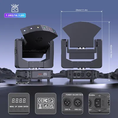 Produktbild von Moving-Head-Bühnenlicht - 2er-Set - 6 LED RGB-Laser - DMX - 60 W - EU-Stecker - Schwarz