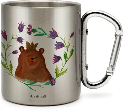Produktbild von Mr. & Mrs. Panda Teetasse Bär Königin - Transparent - Geschenk, thermotasse, Muttertag, Mutti, Metallbecher, Mom, Thermobecher, Mutter, Teddy, Campingtasse, Mama