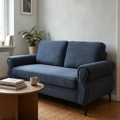 Produktbild von okwish Zweisitzer-Sofa Komfortsofa mit Federkern ergonomisches Design Wohnzimmersofa gepolstertes Sofa mit Armlehnen und Rückenlehne geeignet für kleine Wohnungen Dunkelgrau