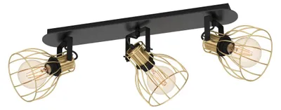 Image de Eglo 900384 SAMBATELLO E27 triple plafonnier 700x280mm noir laiton brossé