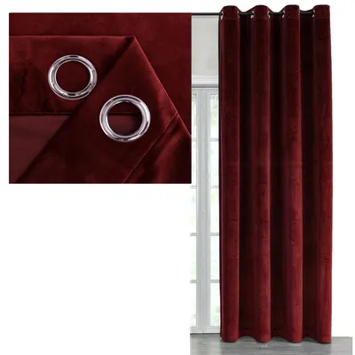 Produktbild von SAMT Vorhang Ösen DUNKELROT 140x225 cm Velvet Gardine Verdunkelnd Blickdicht