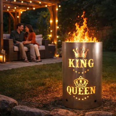 Produktbild von Feuertonne King & Queen – Dekorative Feuerstelle aus Stahl für Garten & Terrasse
