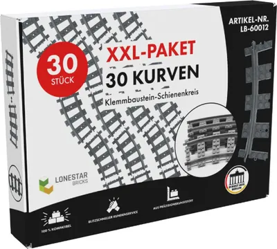 Produktbild von LB-60012 - 30 Stück Schienen Kurven (Lonestar-Bricks)