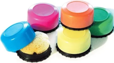Produktbild von Schwammdose DM 55mm x 28mm farbig sortiert Packung mit 10 Stück