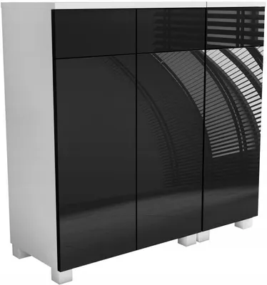 Produktbild von Badezimmerkommode schwarz Hochglanz 60 + 30 = 90 cm