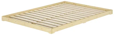 Produktbild von Niedrigbett Doppelbett unbehandeltes Holz 200x200 Fichte Tanne V-60.47N-20Rollrost inkl.