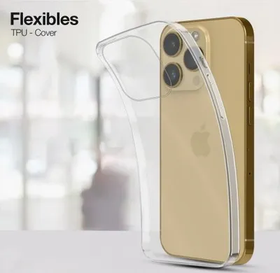 Produktbild von TPU-Hülle Transparent für Apple iPhone 15 Serie - Modellkompatibilität: Für Apple iPhone 15 Pro Max - Displayglas: Ohne 9H Displayglas
