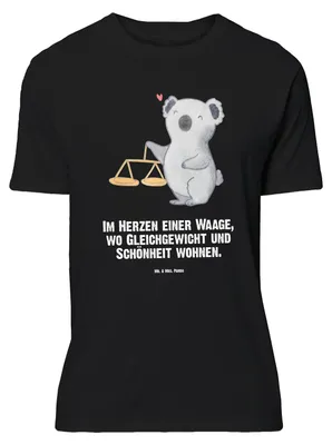 Produktbild von Mr. & Mrs. Panda Größe L T-Shirt Waage Astrologie - Schwarz - Geschenk, Sternzeichen, Tierkreiszeichen, Shirt, Geburtstagsgeschenk, Tshirt, mit Spruch
