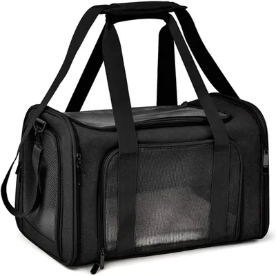 Productafbeelding van Transporttas voor katten en honden, opvouwbaar, maat M, zwart, 43x28x28 cm