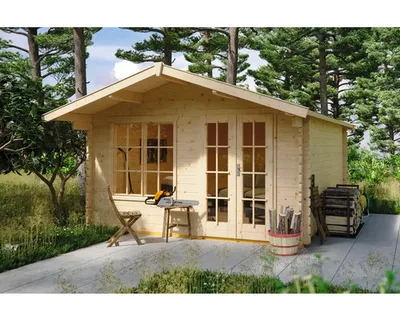 Obrázek produktu pro Dřevěný zahradní domek SKAN HOLZ Stavanger 2 přírodní 380 x 380 cm