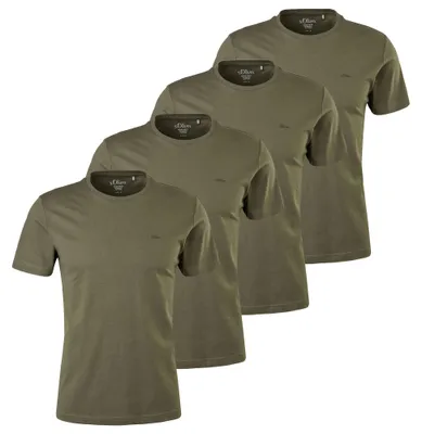 Produktbild von s.Oliver Herren T-Shirt, 4er Pack - Basic, Rundhals, Baumwolle, einfarbig Dunkelgrün M