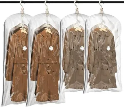 Produktbild von TAILI Hängend Vakuumbeutel Mit Kleiderhaken - Aufbewahren von Jacken, Anzüge und Kleid-Maximieren Sie Platz im Schrank, Vakuum Platzsparer für Zuhause, Reise, 4 Stück (105x70cm+ 135x70cm)-Transparent?