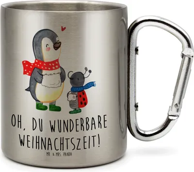 Produktbild von Mr. & Mrs. Panda Thermobecher Smörle Winterzeit - Transparent - Geschenk, Becher Aus Edelstahl, Weihnachtsgruß, Weihnachten, Reisebecher, Grüße, Weihnachtszeit, Teetasse