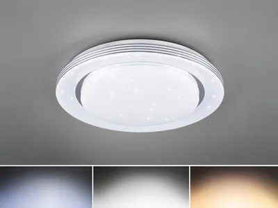 Produktbild von LED Deckenleuchte ATRIA Weiß dimmbar Fernbedienung, Sterne & Nachtlicht Ø27cm