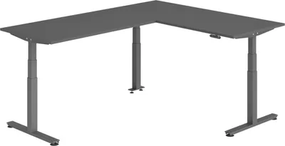 Produktbild von bümö Eckschreibtisch elektrisch höhenverstellbar L-Form - Nachbildung: Graphit, Gestell: Graphit, Größe: Eckschreibtisch 180 x 240 cm