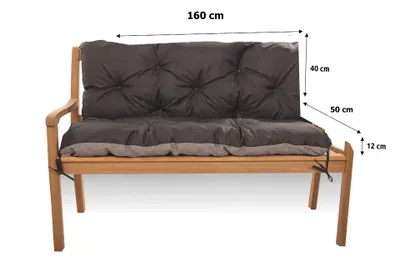 Zdjęcie produktu dla Poduszka na ławkę ogrodową 160x50x40cm czarna | siedzisko na ławkę | poduszki na huśtawkę ogrodową | wodoodporna poduszka na ławkę ogrodową