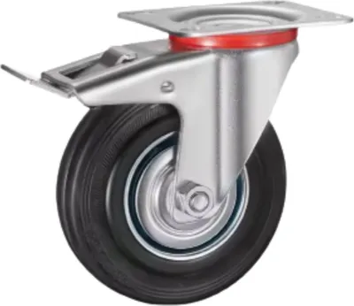 Obrázok produktu pre Otočné kolieska s brzdou Ø125 mm – sada 4 ks – kolieska na ťažké bremená – TPR a oceľ – nosnosť do 150 kg