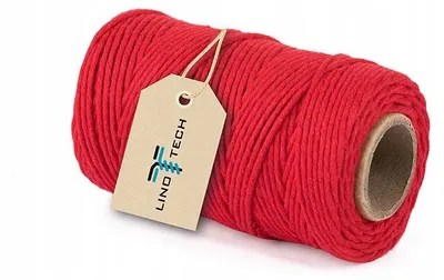 Produktbild von Linotech Baumwollkordel für Makramee, Rot, 2mm, 60m