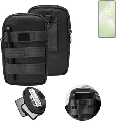 Produktbild von K-S-Trade Holster Gürtel Tasche kompatibel mit Oppo K12x 5G CPH2667 Handy Tasche Schutz Hülle dunkel-grau viele Fächer, 1x