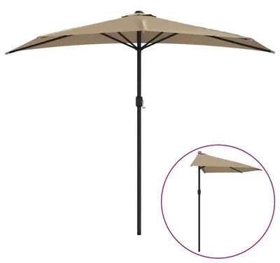 Obrázek produktu pro vidaXL Balkonový slunečník s hliníkovým stožárem Taupe 270x144 cm půlkruhový