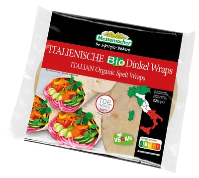 Zdjęcie produktu dla Mestemacher Włoskie organiczne chlebki orkiszowe 3 cienkie chlebki orkiszowe 225g