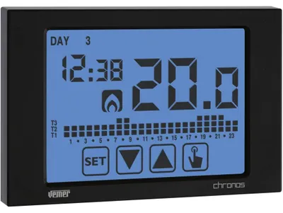 Programmierbarer Thermostat mit Touchscreen, batteriebetrieben, Schwarz