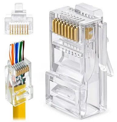 Obrázek produktu pro 60 kusů průchozích konektorů RJ45 CAT6 pro ethernetové kabely