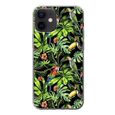 Produktbild von MuchoWow® Handyhülle Schutzhülle Hülle für iPhone 12 Vögel - Tropisch - Muster Silikon Softcase Handy Hülle - Schutzhülle
