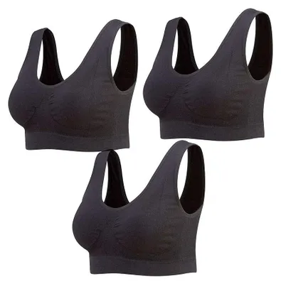 Produktbild von Lemef Damen Seamless Sport BH mit Merfarben Wohlfühl-BH, 3*schwarz, M
