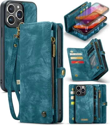 Produktbild von iPhone 16 Pro Hülle - CaseMe 008 2-in-1 Klapphülle & Back Cover mit Brieftasche - Blau