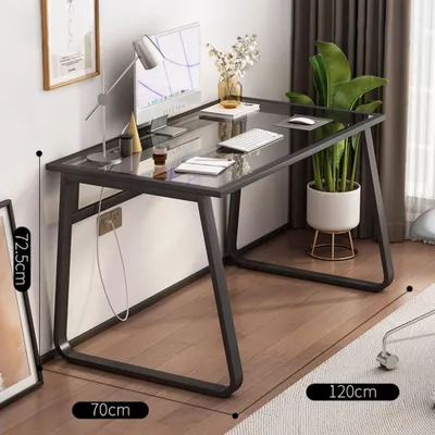 Produktbild von Computer Schreibtisch aus gehärtetem Glas Büro Schwarz Gestell 【Duanshihei】
