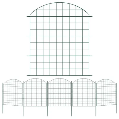 Produktbild von Vigevee Teichzaun 5-teilig Grün aus Metall, Steckzaun für Garten und Tiere, Konvex