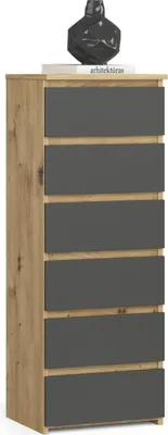 Immagine prodotto di raumhirsch: Comodino da 40 cm con 6 cassetti. Armadio alto. Tavolino da comodino, profondità 35 cm, altezza 109 cm
